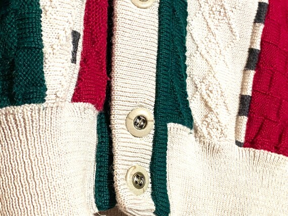 Vintage cardigan multicolor jumper  textured coog… - image 3