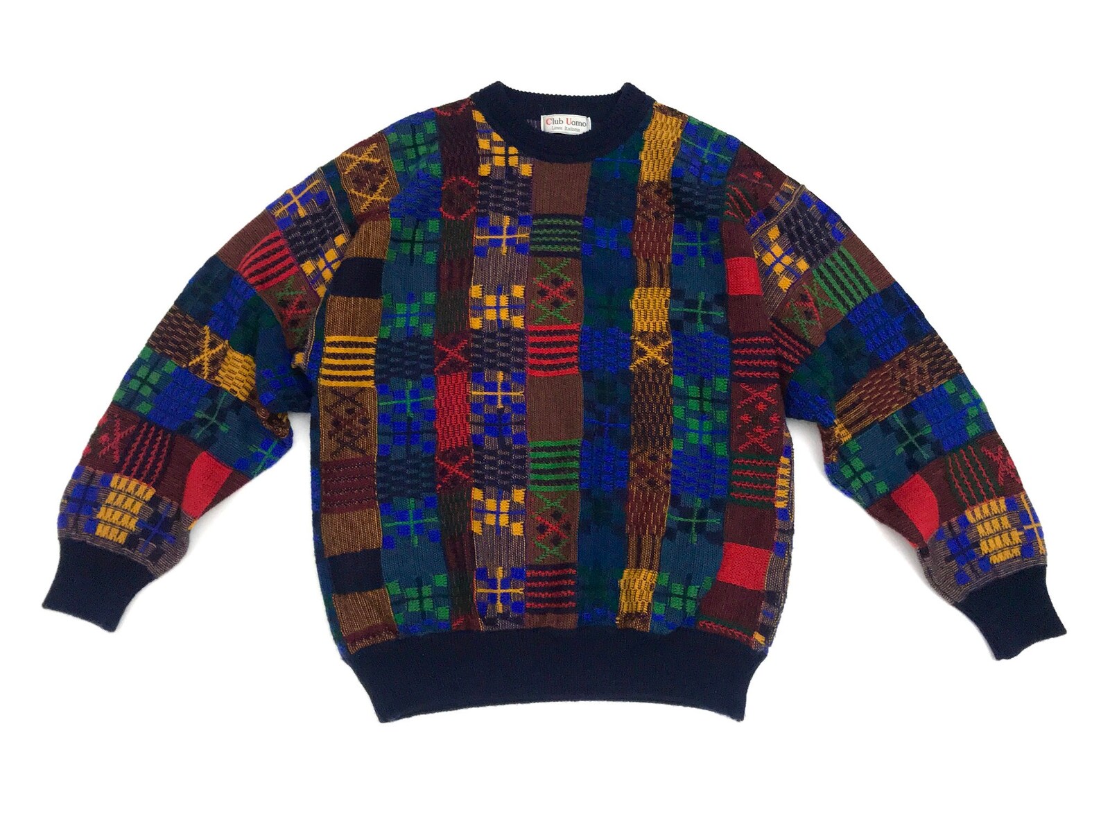 Vintage wool sweater Crazy abstract multicolor geometric coogi Etsy