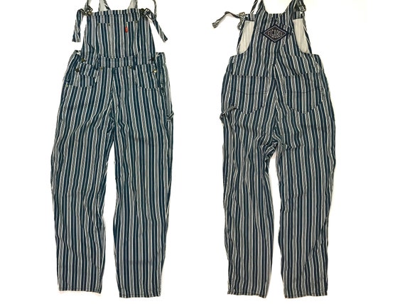 Vintage overalls blue and white stripes dungarees