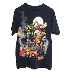 Maglietta vintage Mad Engine Marvel Zombies Iron Man, Spider-Man, Hulk, Thor, Captain America maglietta nera dei cartoni animati