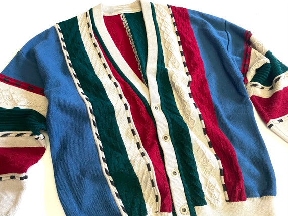 Vintage cardigan multicolor jumper  textured coog… - image 7
