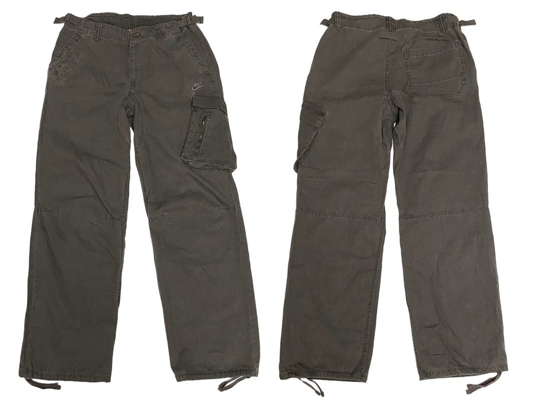 Vintage NIKE Cargo Pants, Wide Leg Baggy Pants Drawstring Parachute