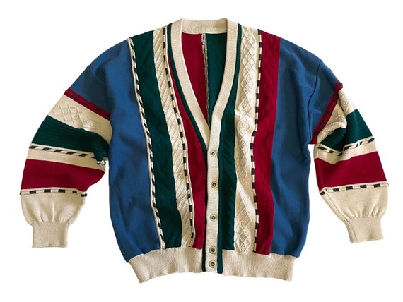 Vintage cardigan multicolor jumper  textured coog… - image 6