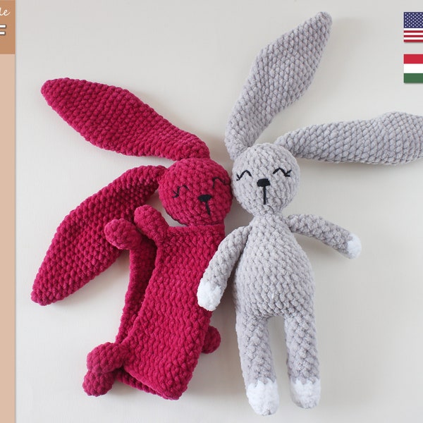 Crochet BUNNY PATTERNS | 2in1 bunny crochet pattern pack | Quick bunny lovey pattern | Easy and Quick crochet >> clickable PDF tutorial <<