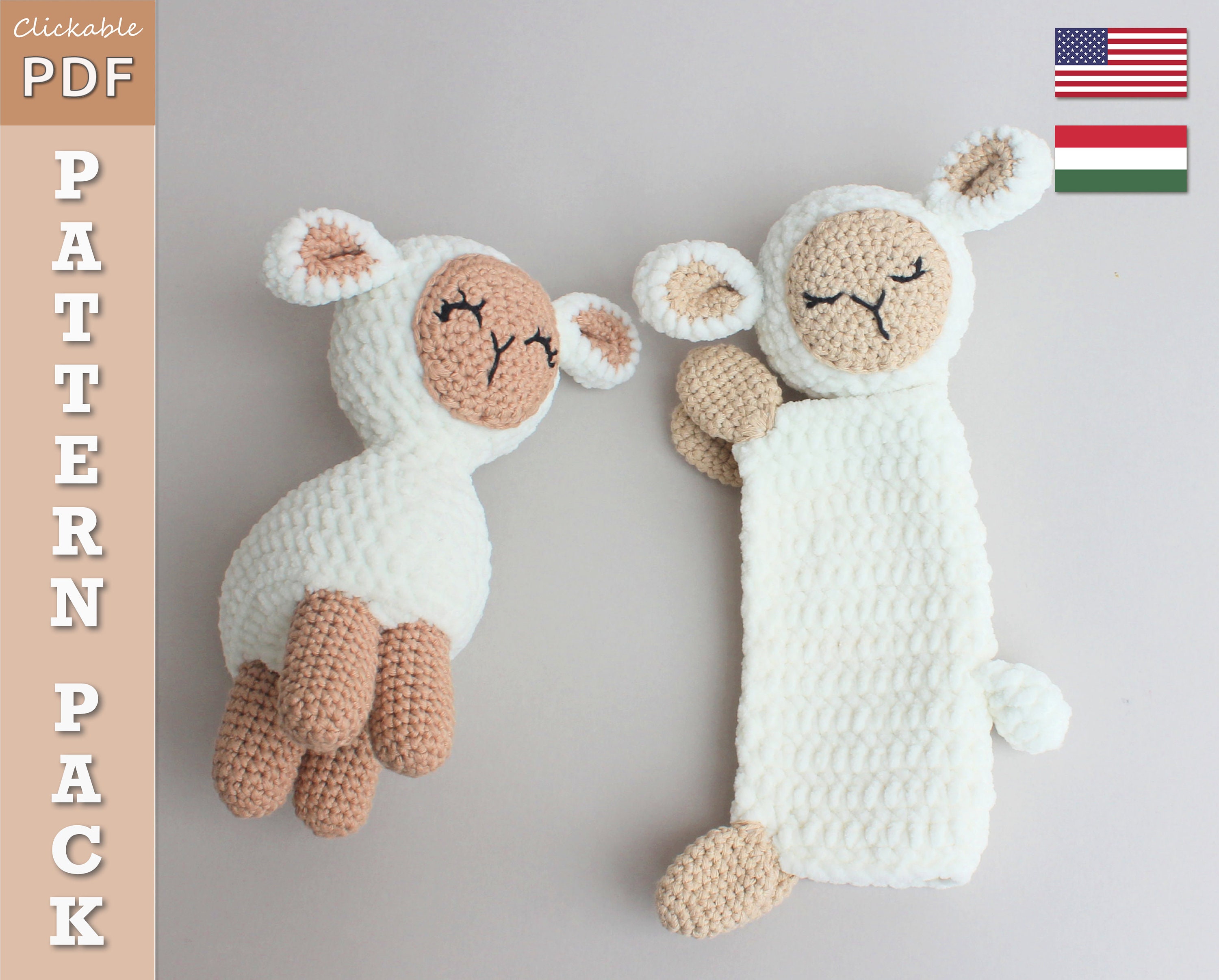 Crochet LAMB PATTERNS 2in1 Sheep Crochet Pattern Pack Fast Lamb Lovey Pattern Easy and Quick Crochet Clickable PDF Tutorial Etsy Canada