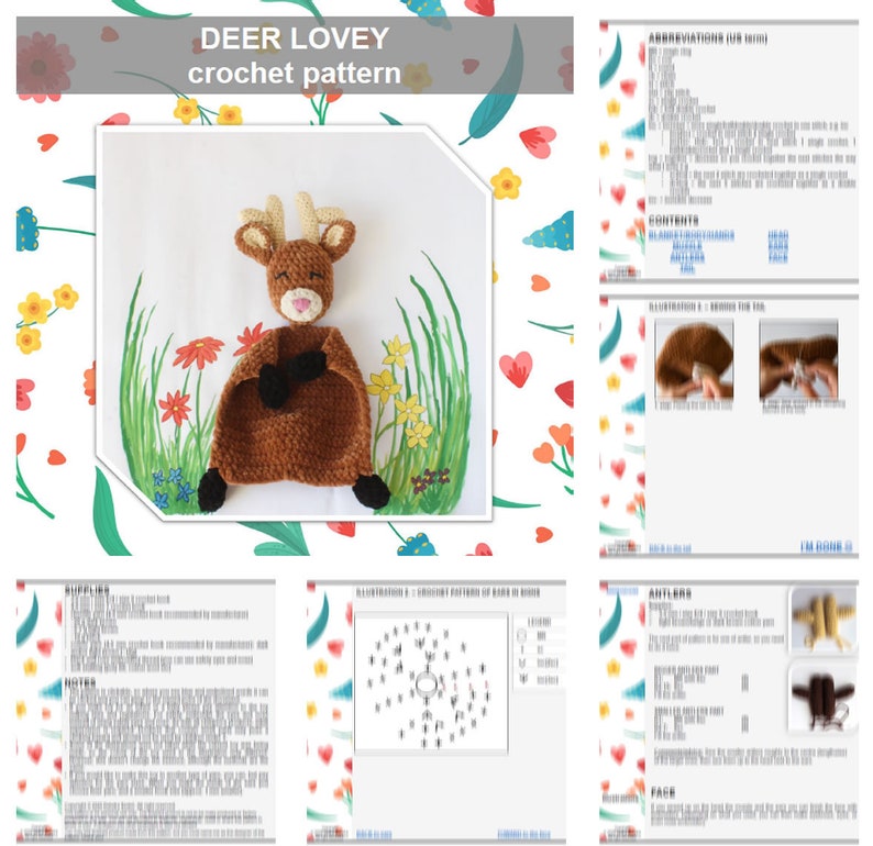 Crochet DEER PATTERN Soft plush comforter Easy and Quick crochet clickable PDF tutorial Deer amigurumi lovey