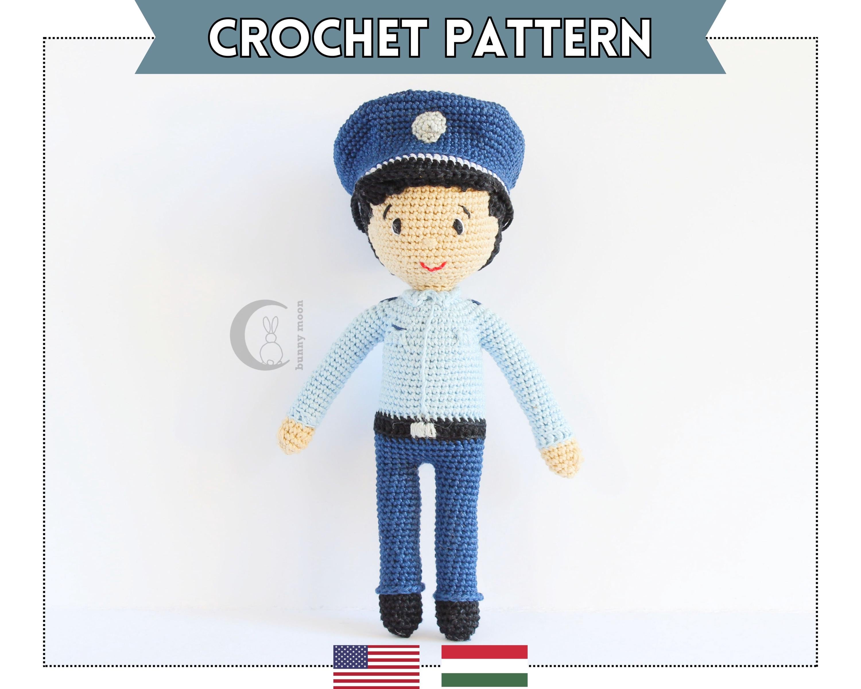 24 Fascinating Crochet Art Dolls and Figures 9 Police Officer Amigurumi Crochet Pattern: Few-Sew Cop Doll