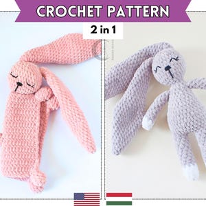 Pacchetto di modelli di coniglietto pasquale all'uncinetto 2 in 1 / Modello di peluche e peluche coniglietto / Progetti di uncinetto adorabili e facili per principianti