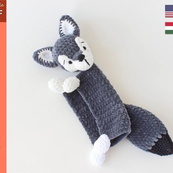 Crochet WOLF PATTERN | Fast wolf lovey crochet pattern | Soft amigurumi wolf snuggler | Easy and Quick crochet >> clickable PDF tutorial <<