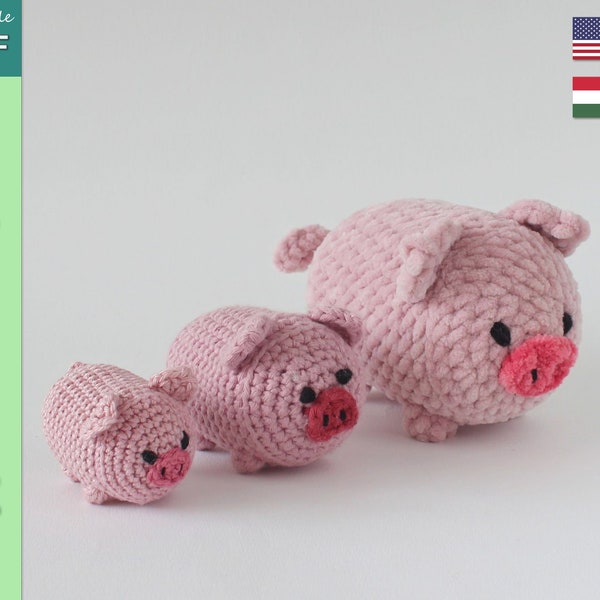 MOTIF COCHON au crochet | Patron au crochet | Hurka, le modèle au crochet de cochon cylindrique | Crochet facile et rapide >> tutoriel PDF cliquable<<