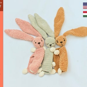 Crochet BUNNY PATTERN | Fast bunny lovey crochet pattern | Soft amigurumi snuggler | Easy and Quick crochet >> clickable PDF tutorial <<