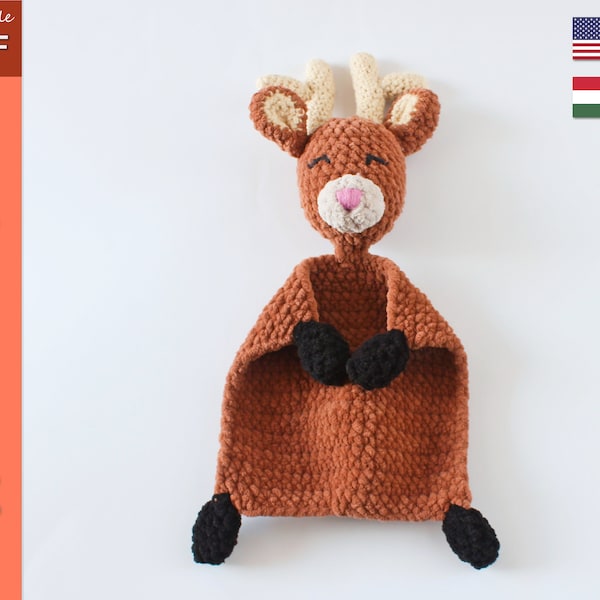 Crochet DEER PATTERN | Deer amigurumi lovey | Soft plush snuggler | Easy and Quick crochet >> clickable PDF tutorial <<