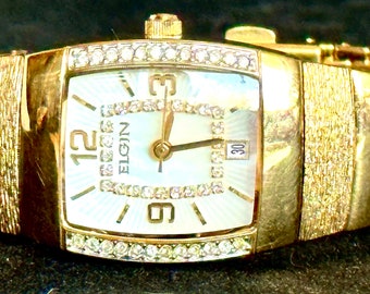 Elgin Women’s Elegant Gold Tone Bracelet Watch, New Battery