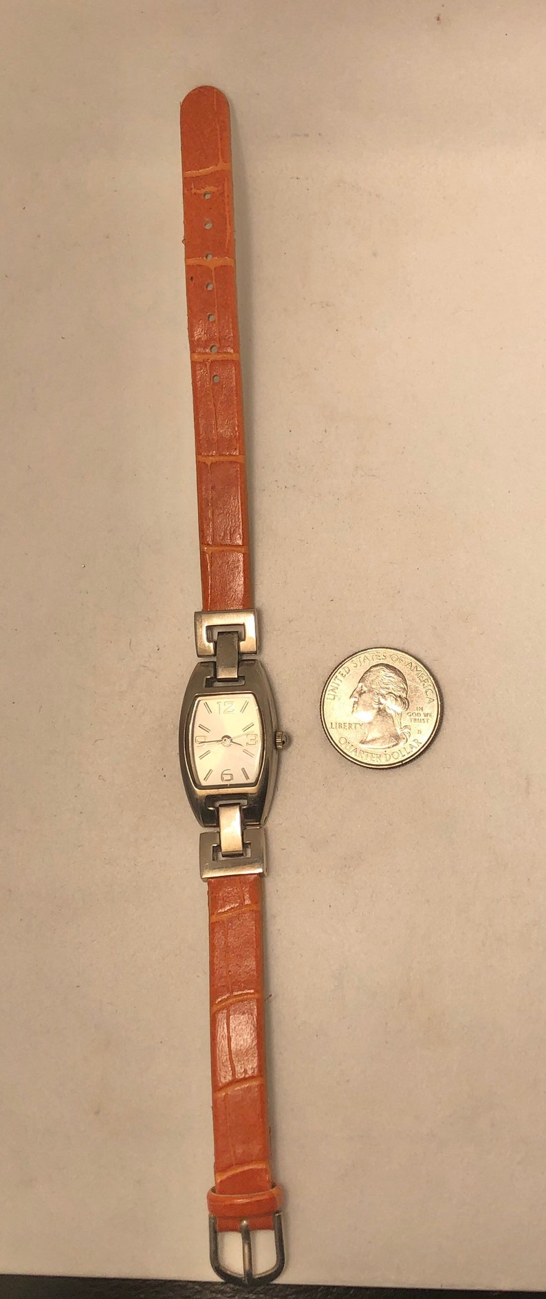 Retro Ladies Watch, Light Brown Vinyl Band, New Battery image 5