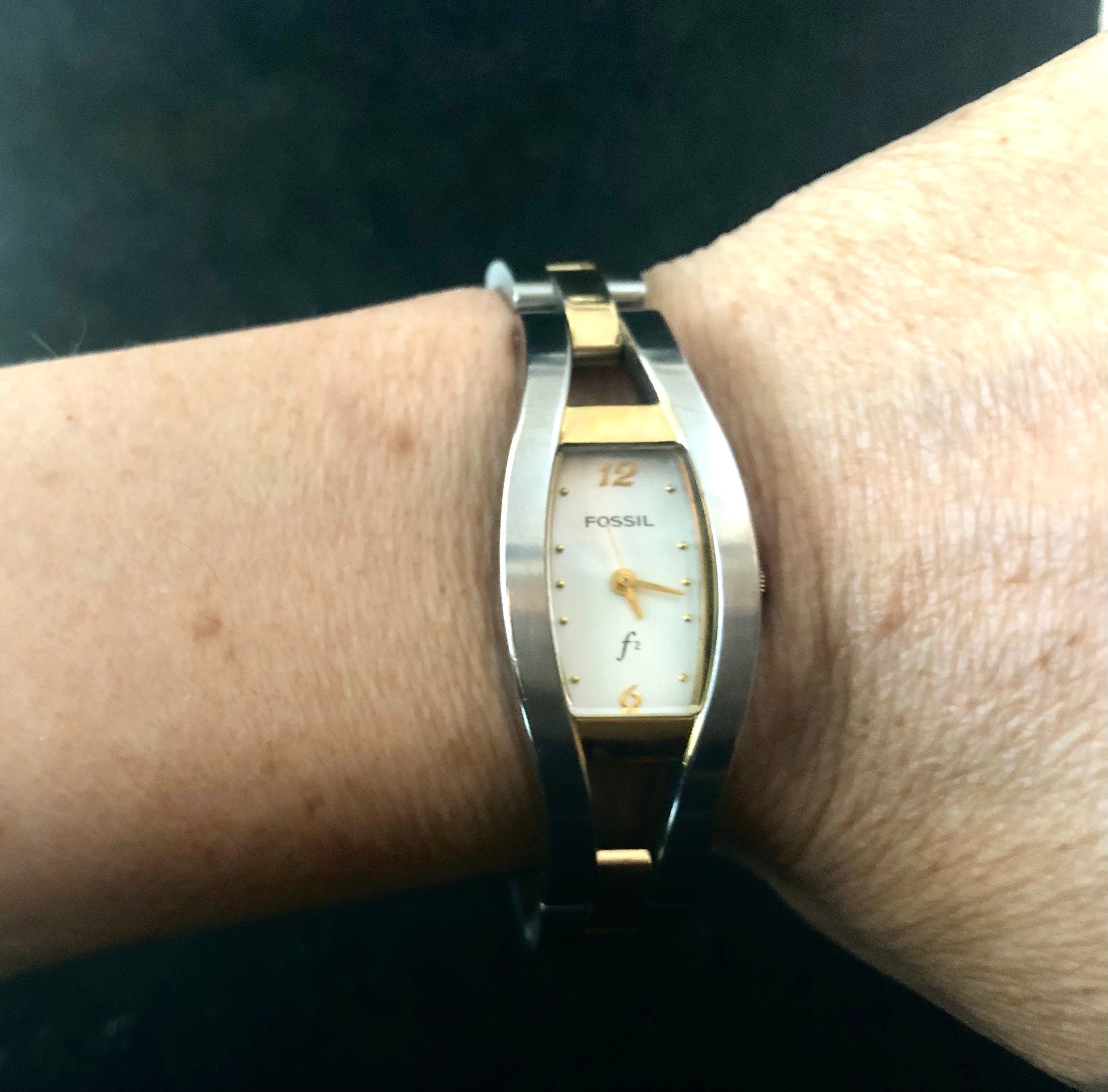 Sleek Two tone F2 Fossil Ladies Watch New Battery Etsy