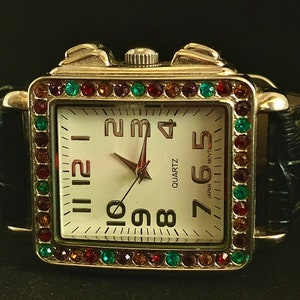 One-of-a-Kind multi-colored Swarovski Crystal Japan Movement Ladies’ Watch, new battery!