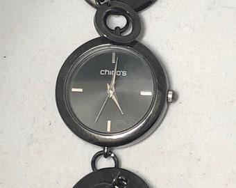 Black Chrome Chico’s Ladies’ Bracelet Watch, New Battery!