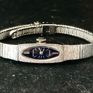 Sleek 7 Jewel Witthauer “Geneva” White Gold Plated Ladies Bracelet, New Battery!