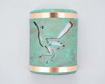 Roadrunner Design Light in Raw Turquoise color-Copper Bands – 9″