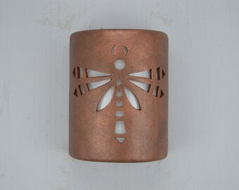 Wall sconce 9''  Dragon Fly design cut open top-finished in Antique Copper-Indoor Outdoor
