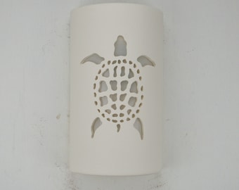 Sea Turtle, White, Beach Light for the indoor or outdoor 14" Open Top