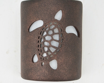 Ocean Turtle, Iron Oxide color-Indoor/Outdoor light-9" Open Top Turtle Light