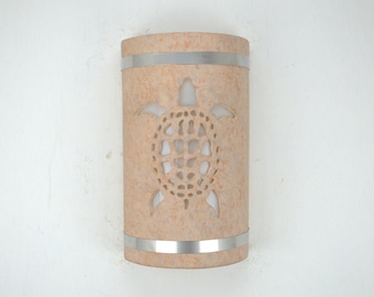 Sea Turtle Ceramic Wall Sconce: 14" Open Top for Coastal Beach Decor Lighting