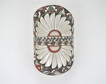 Double Fan design wall sconce-Authentic one of a kind Acoma painted-Signed by the Native American artist