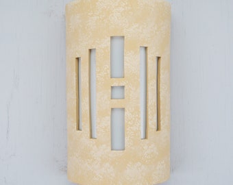 Center Windows, Antique White Tone, Mission Style, Open Top Modern Light