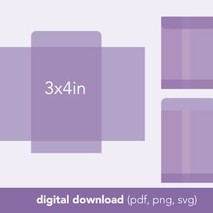 Kleine verticale envelopsjabloon met ronde klep van 3 x 4 inch voor stickers, kleine kaarten | SVG-, png- en pdf-download | Cricut, silhouet of afdrukbaar
