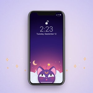 KAWAII Sailor Moon Luna P iPhone Wallpaper (Digital Download)