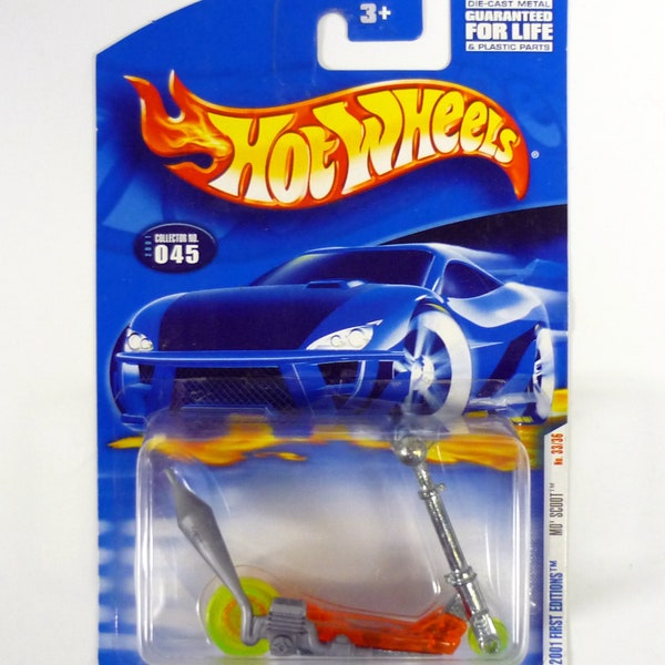 Hot Wheels Mo' Scoot #045 First Editions 33/36 Orange Die-Cast Scooter 2001