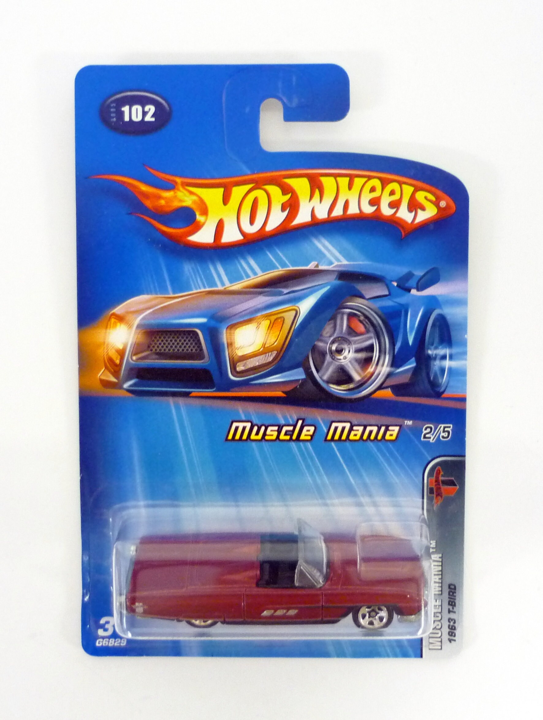 Hot Wheels 1963 T-bird #102 Muscle Mania 2/5 Red Die-cast Car 2005