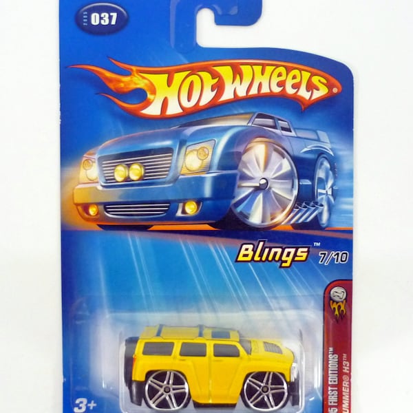 Hot Wheels Hummer H3 #037 Blings 7/10 Yellow Die-Cast Car 2005