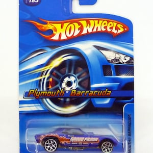 Hot Wheels Plymouth Barracuda #183 Blue Die-Cast Car w/PR5 Wheels 2006