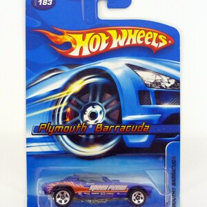 Hot Wheels Plymouth Barracuda #183 Blue Die-Cast Car w/5 Spoke Wheels 2006