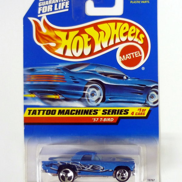 Hot Wheels '57 T-Bird #685 Tattoo Machines Series 1 of 4 Blue Die-Cast Car 1998