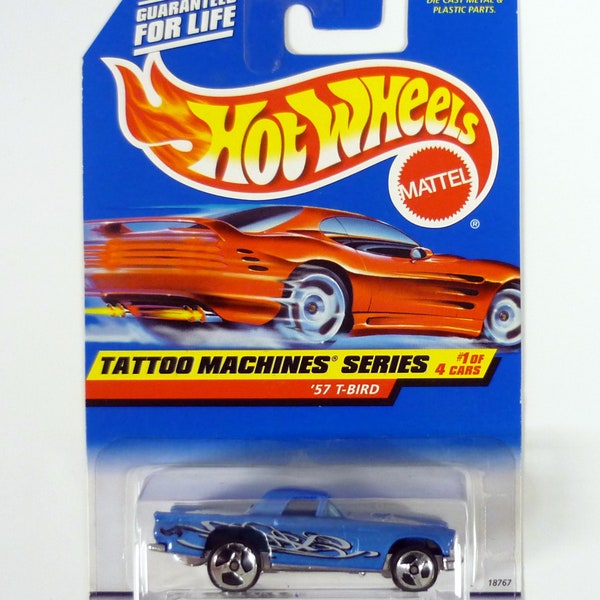 Hot Wheels '57 T-Bird #685 Tattoo Machines Series 1 of 4 Blue Die-Cast Car 1998