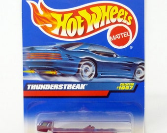 Hot Wheels Thunderstreak #1057 Coche fundido a presión rojo y azul 1999