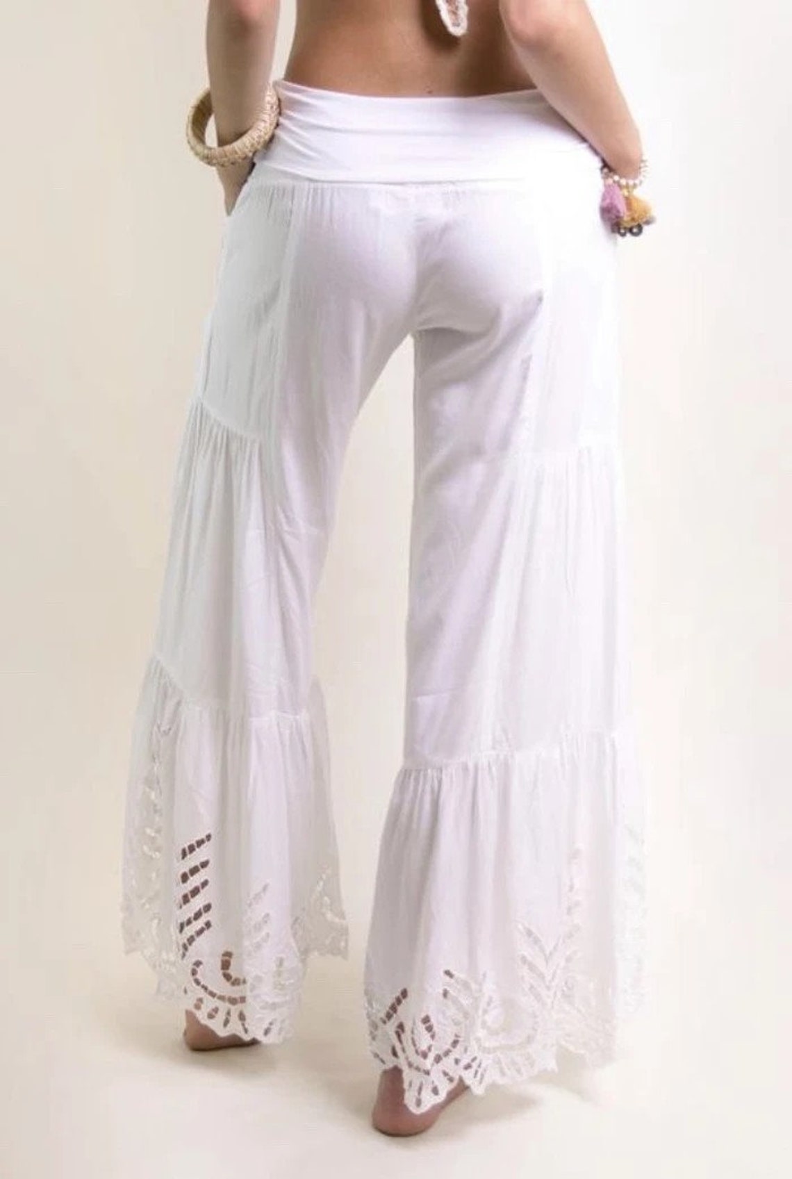 Bali White Gypsy Beach Pants Boho Lace Hippie Pants Bali Etsy