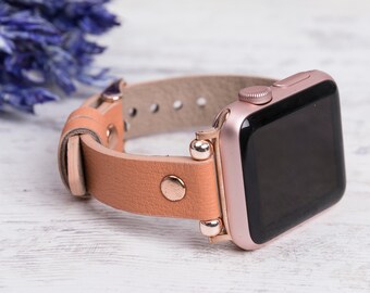 Cinturino in pelle fatto a mano per Apple Watch, design sottile, cinturino resistente all'acqua