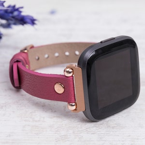 Rosa Fitbit Versa 2 Band, Cuero Fitbit Versa Band para Mujeres, Oro Rosa Fitbit Versa, Regalo para Ella