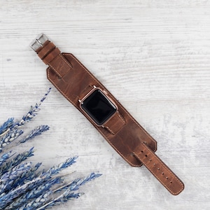 Leather Cuff Band Strap, Leather Apple Watch Band, Brown Band For Apple Watch All Series