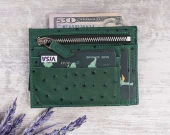 Slim Leather Card Holder Wallet, Handmade Coin Pouch