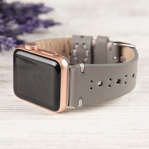 Graues Leder Apple Watch Band 38mm, 40mm, 42mm, 44mm, Unisex Handmade Apple Watch Band, Apple Watch Strap Series 6 5 4 3 2 1, Geschenk für Sie