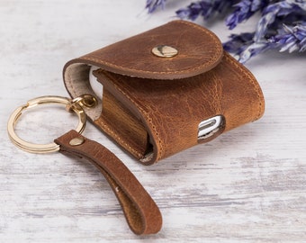 Handmade Leather AirPods Case 1 & 2, Detachable Hook