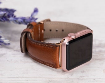 Brown Leather Apple Watch Band, Water Resistant, 38/40/42/44mm