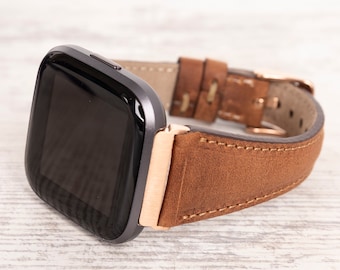 Correa de cuero para Fitbit Versa, diseño delgado, resistente al agua