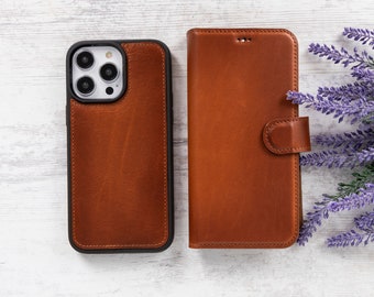 Leather iPhone 14 Case, iPhone 14 Pro Max Wallet Case, Gift For Her