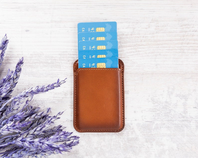 Leather Magsafe Card Holder Leather Magnetic Wallet for - Etsy